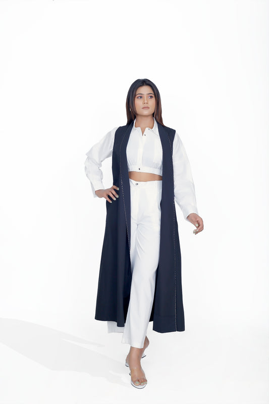 SHIRT COLLAR CROP TOP CO-ORD SET OF 3