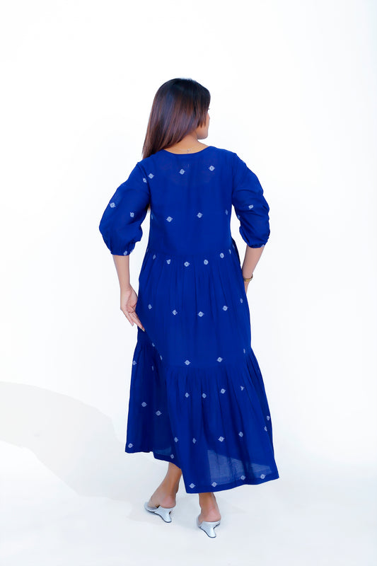 ROUND NECK WAIST GATER DRESS