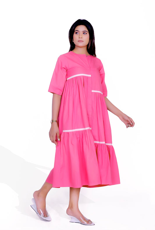 FRONT PLACKET WITH GATHER DRESS